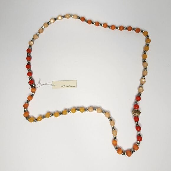 Kenneth Cole Gold Tone Mixed Bead Long Necklace $60 KC24 - Picture 1 of 7
